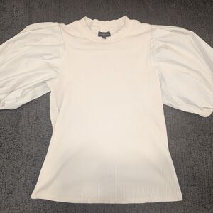 Who What Wear Cream Puff Sleeve Blouse